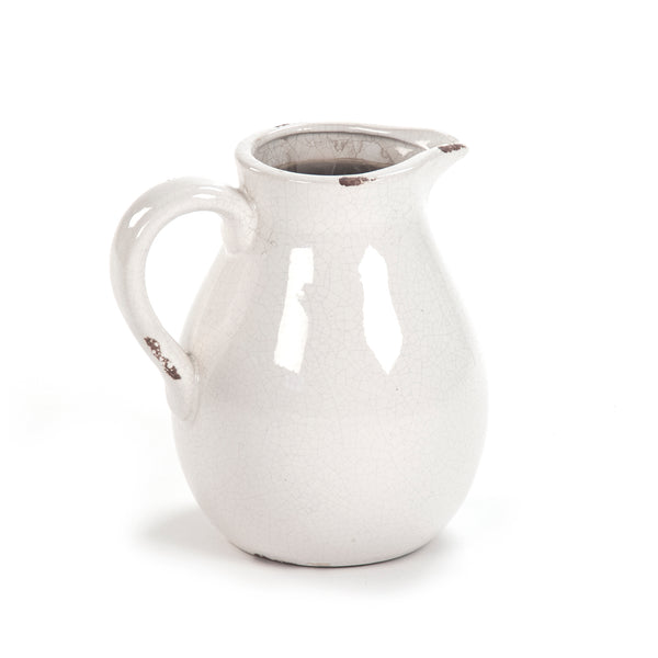 Distressed Crackle White Pitcher (6728L A369) Zentique