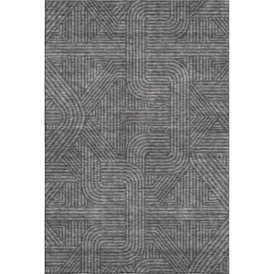 HomeRoots 5' X 8' Charcoal & Ivory Abstract Geometric Area Rug - Washable, UV Protected, Durable Design for Homes 672901