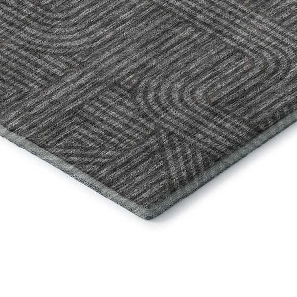 HomeRoots 5' X 8' Charcoal & Ivory Abstract Geometric Area Rug - Washable, UV Protected, Durable Design for Homes 672901