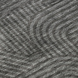 HomeRoots 8' Charcoal & Ivory Abstract Geometric Round Rug – Washable, UV-Protected, Ideal for Busy Homes! 672902
