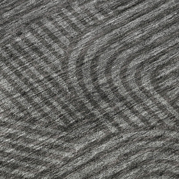 HomeRoots 8' Charcoal & Ivory Abstract Geometric Round Rug – Washable, UV-Protected, Ideal for Busy Homes! 672902