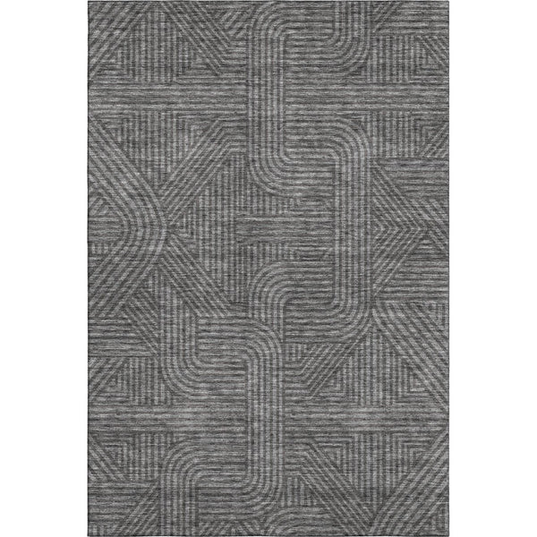 HomeRoots 9' X 12' Charcoal & Ivory Abstract Geometric Area Rug - Washable, UV-Protected, Durable & Stylish! 672904