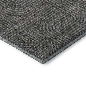 HomeRoots 9' X 12' Charcoal & Ivory Abstract Geometric Area Rug - Washable, UV-Protected, Durable & Stylish! 672904