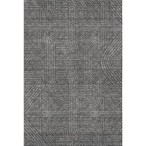 HomeRoots 9' X 12' Charcoal & Ivory Abstract Geometric Area Rug - Washable, UV-Protected, Durable & Stylish! 672904