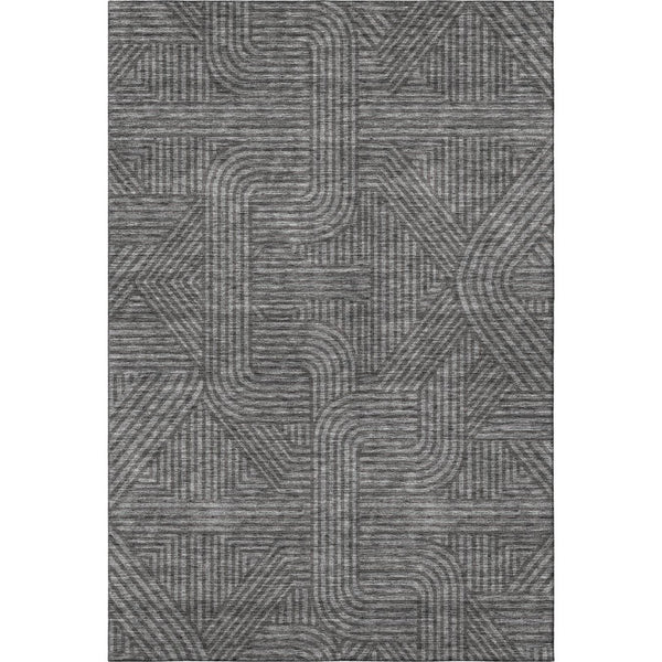 HomeRoots 9' X 12' Charcoal & Ivory Abstract Geometric Area Rug - Washable, UV-Protected, Durable & Stylish! 672904