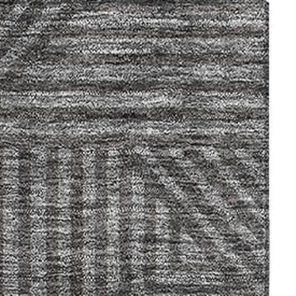 HomeRoots 10' Charcoal and Ivory Abstract Geometric Area Rug - Washable, Stain Resistant, UV Protected Style 672905