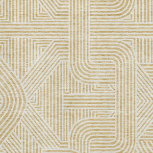 HomeRoots 5' X 8' Gold and Ivory Abstract Geometric Area Rug – Washable, UV Protected, Durable & Stylish Design 672907