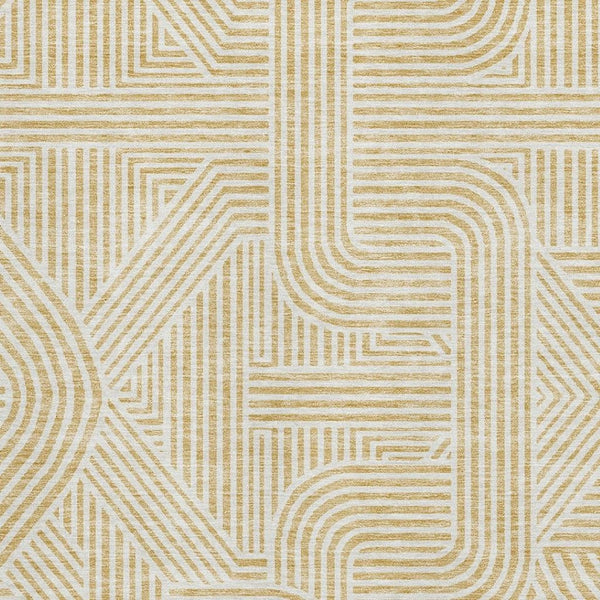 HomeRoots 5' X 8' Gold and Ivory Abstract Geometric Area Rug – Washable, UV Protected, Durable & Stylish Design 672907