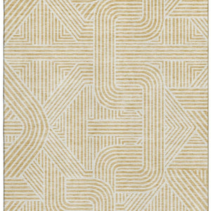 HomeRoots 8' X 10' Gold and Ivory Abstract Area Rug – Washable, UV Protected, Stain-Resistant for Busy Homes 672909