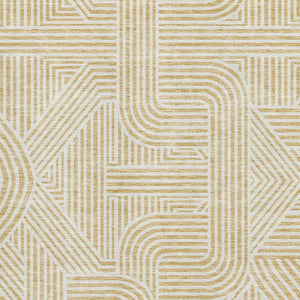 HomeRoots 10' X 14' Gold And Ivory Abstract Geometric Area Rug - Washable, UV-Protected, Durable & Stylish! 672911