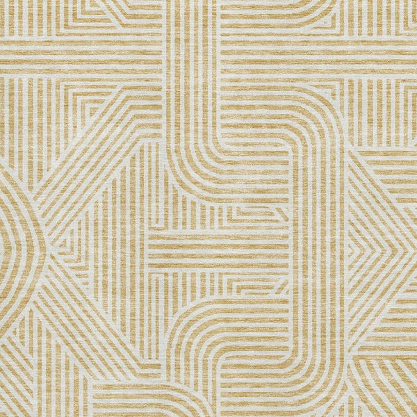HomeRoots 10' X 14' Gold And Ivory Abstract Geometric Area Rug - Washable, UV-Protected, Durable & Stylish! 672911