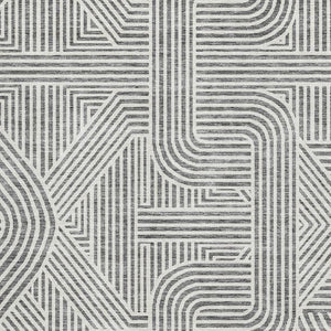 HomeRoots 8' X 10' Gray and Ivory Abstract Geometric Area Rug – Durable, Washable, UV Protected for Homes 672915