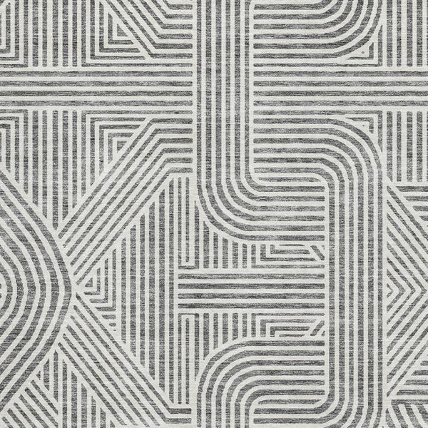 HomeRoots 8' X 10' Gray and Ivory Abstract Geometric Area Rug – Durable, Washable, UV Protected for Homes 672915