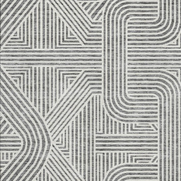 HomeRoots 9' X 12' Gray and Ivory Abstract Geometric Area Rug - Stylish, Washable, UV-Proof & Pet-Friendly Design 672916