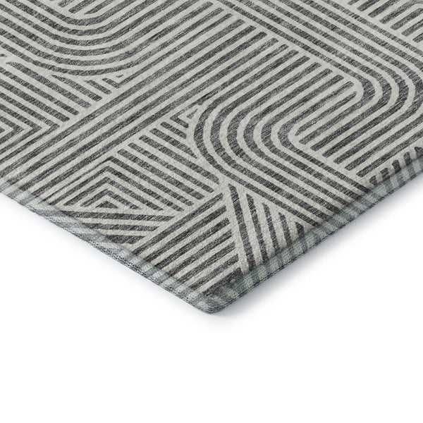 HomeRoots 10' Gray and Ivory Abstract Geometric Washable Area Rug - Durable, UV-Protected for Modern Spaces 672917