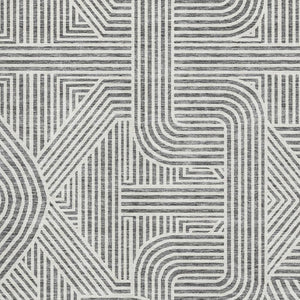 HomeRoots 10' Gray and Ivory Abstract Geometric Washable Area Rug - Durable, UV-Protected for Modern Spaces 672917