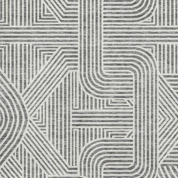 HomeRoots 10' Gray and Ivory Abstract Geometric Washable Area Rug - Durable, UV-Protected for Modern Spaces 672917