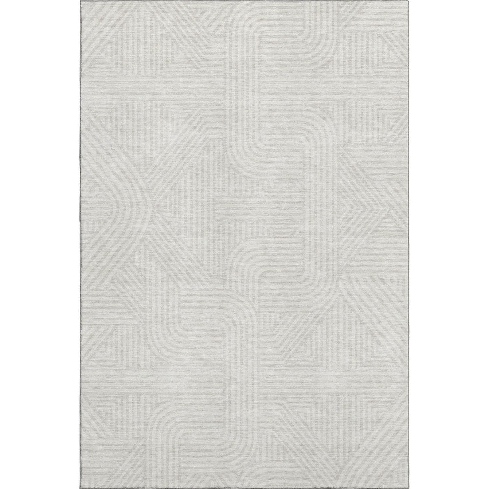 HomeRoots 5' X 8' Versatile Ivory and Beige Abstract Geometric Area Rug - Washable with UV Protection Features! 672919