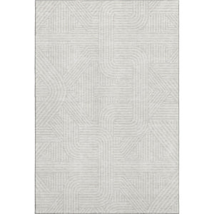 HomeRoots 5' X 8' Versatile Ivory and Beige Abstract Geometric Area Rug - Washable with UV Protection Features! 672919