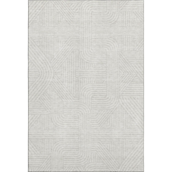 HomeRoots 5' X 8' Versatile Ivory and Beige Abstract Geometric Area Rug - Washable with UV Protection Features! 672919
