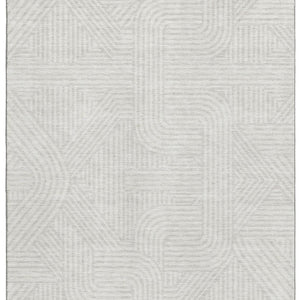 HomeRoots 5' X 8' Versatile Ivory and Beige Abstract Geometric Area Rug - Washable with UV Protection Features! 672919