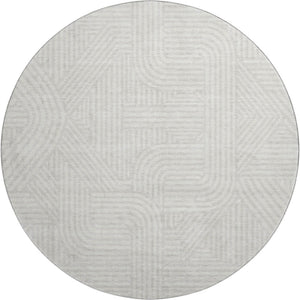 HomeRoots 8' Ivory and Beige Abstract Geometric Washable Round Rug with UV Protection for Any Room Décor 672920