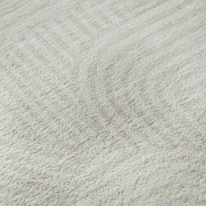 HomeRoots 8' Ivory and Beige Abstract Geometric Washable Round Rug with UV Protection for Any Room Décor 672920