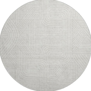 HomeRoots 8' Ivory and Beige Abstract Geometric Washable Round Rug with UV Protection for Any Room Décor 672920