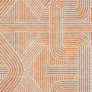 HomeRoots 5' X 8' Washable Orange and Ivory Abstract Area Rug with UV Protection - Modern, Durable, Kid-Friendly 672925