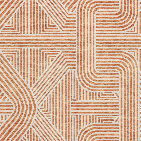 HomeRoots 5' X 8' Washable Orange and Ivory Abstract Area Rug with UV Protection - Modern, Durable, Kid-Friendly 672925
