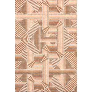 HomeRoots 8' X 10' Vibrant Orange and Ivory Abstract Geometric Area Rug with UV Protection & Easy Care 672927