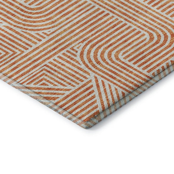 HomeRoots 8' X 10' Vibrant Orange and Ivory Abstract Geometric Area Rug with UV Protection & Easy Care 672927