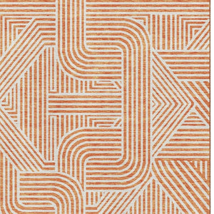 HomeRoots 8' X 10' Vibrant Orange and Ivory Abstract Geometric Area Rug with UV Protection & Easy Care 672927