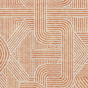 HomeRoots 9' X 12' Vibrant Orange and Ivory Geometric Area Rug - Washable, UV-Protected, Stain-Resistant Design! 672928