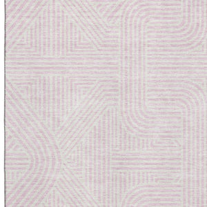 HomeRoots 5' X 8' Pink and Ivory Abstract Geometric Area Rug - Washable, UV Protected, Pet-Friendly Design 672931