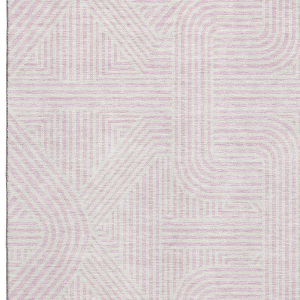 HomeRoots 5' X 8' Pink and Ivory Abstract Geometric Area Rug - Washable, UV Protected, Pet-Friendly Design 672931