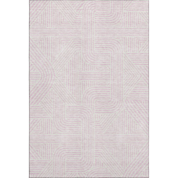 HomeRoots 8' X 10' Abstract Geometric Pink & Ivory Area Rug - Washable, Stain Resistant & UV Protected Design 672933