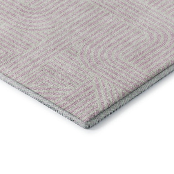 HomeRoots 8' X 10' Abstract Geometric Pink & Ivory Area Rug - Washable, Stain Resistant & UV Protected Design 672933