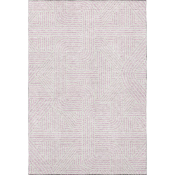 HomeRoots 8' X 10' Abstract Geometric Pink & Ivory Area Rug - Washable, Stain Resistant & UV Protected Design 672933