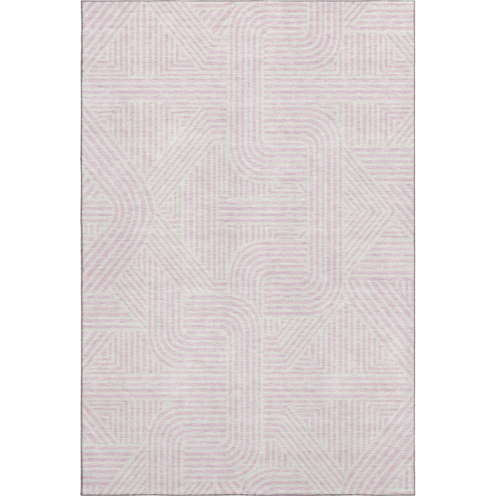HomeRoots 9' X 12' Pink and Ivory Abstract Geometric Area Rug - Washable, UV Protected, Stain-Resistant Design 672934