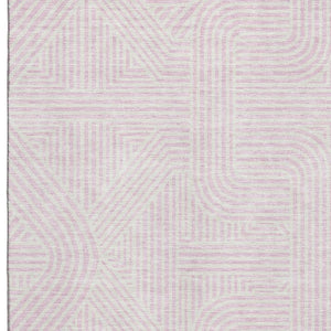 HomeRoots 9' X 12' Pink and Ivory Abstract Geometric Area Rug - Washable, UV Protected, Stain-Resistant Design 672934