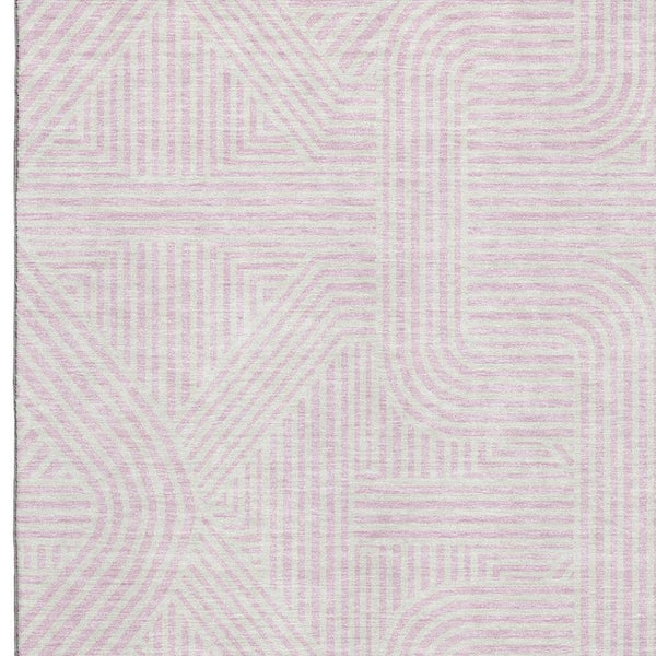 HomeRoots 9' X 12' Pink and Ivory Abstract Geometric Area Rug - Washable, UV Protected, Stain-Resistant Design 672934