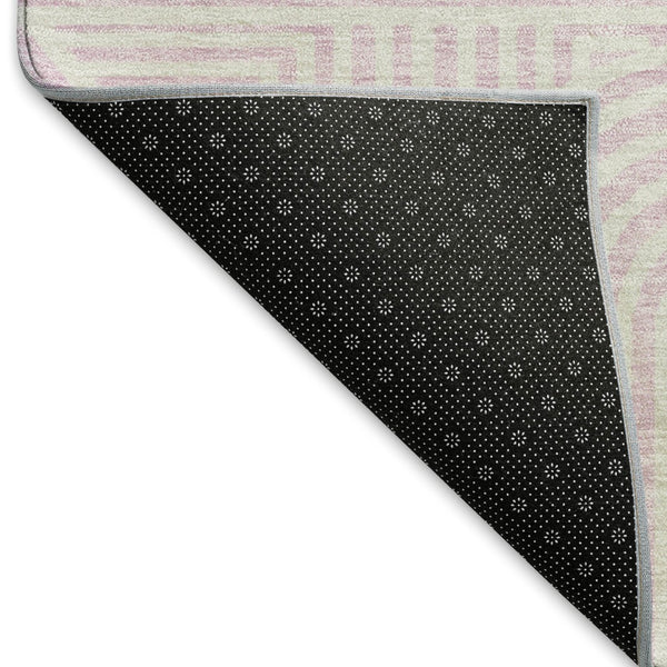 HomeRoots 10' X 14' Stylish Pink & Ivory Abstract Geometric Washable Area Rug with UV Protection for Homes 672935