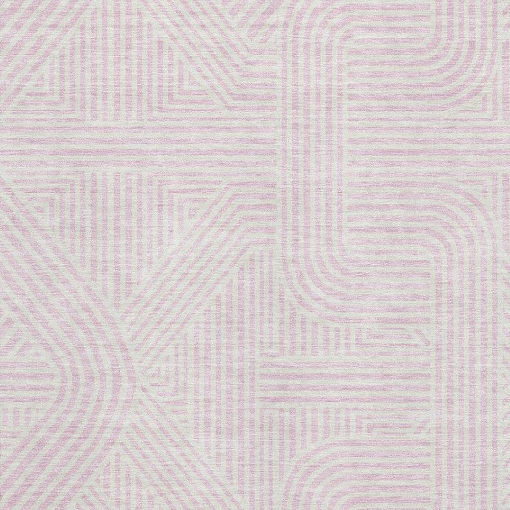 HomeRoots 10' X 14' Stylish Pink & Ivory Abstract Geometric Washable Area Rug with UV Protection for Homes 672935