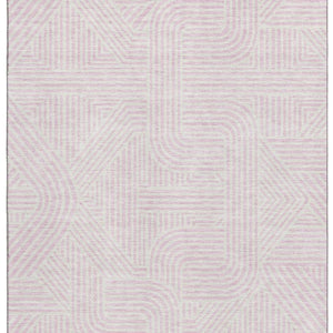 HomeRoots 10' X 14' Stylish Pink & Ivory Abstract Geometric Washable Area Rug with UV Protection for Homes 672935