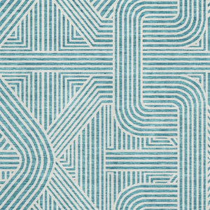 HomeRoots 10' X 14' Teal And Ivory Abstract Geometric Area Rug - Durable, Washable, UV-Protected for Busy Homes 672941