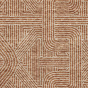 HomeRoots 5' X 8' Stylish Terra Cotta & Beige Abstract Geometric Washable Area Rug with UV Protection 672943