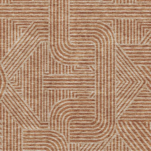 HomeRoots 8' X 10' Terra Cotta & Beige Geometric Area Rug – Washable, UV Protected, Pet-Friendly, Stylish Decor 672945