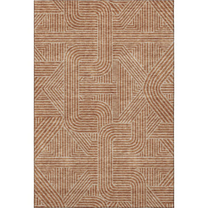 HomeRoots 9' X 12' Stylish Terra Cotta & Beige Geometric Washable Area Rug with UV Protection & Durability 672946