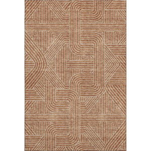 HomeRoots 10' X 14' Terra Cotta & Beige Abstract Geometric Washable Area Rug with UV Protection for Homes 672947